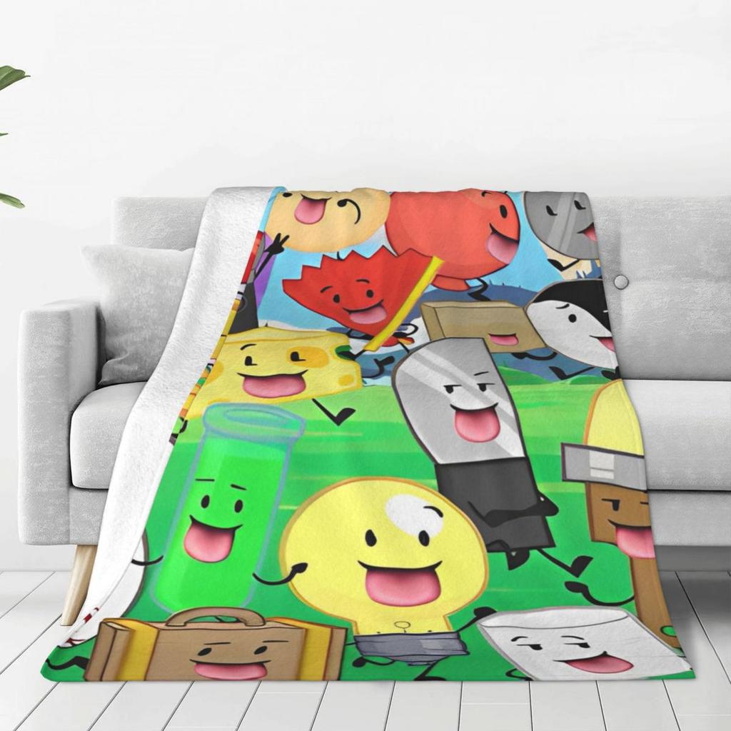 BFDI Inanimate Insanity All Characters Flannel Blankets Soft Durable Throw Blanket for Bedroom Airplane Travel Graphic Bedspread