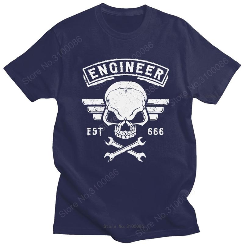 Novelty ENGINEER AND ENGINEERING T Shirt Unisex Short Sleeves Funny Technician Skull Tshirt Loose Fit Cotton Tee Tops Merchandise
