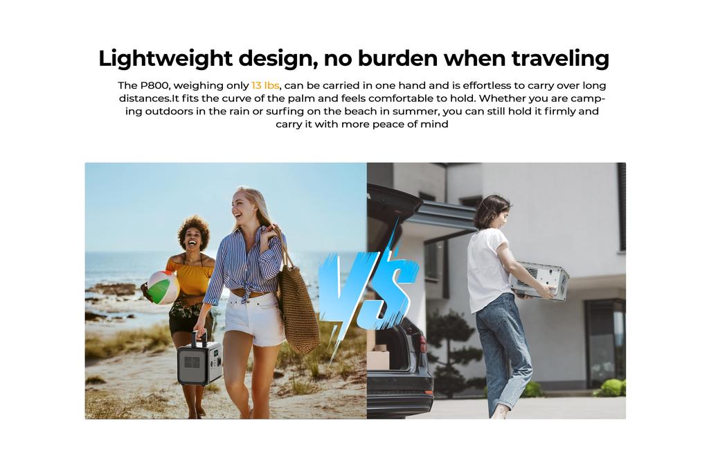 OUKITEL P800 800W Portable Power Station, 512Wh LiFePO4 Battery, AC Fast Charging, Solar Generator for Outdoor Camping Emergency