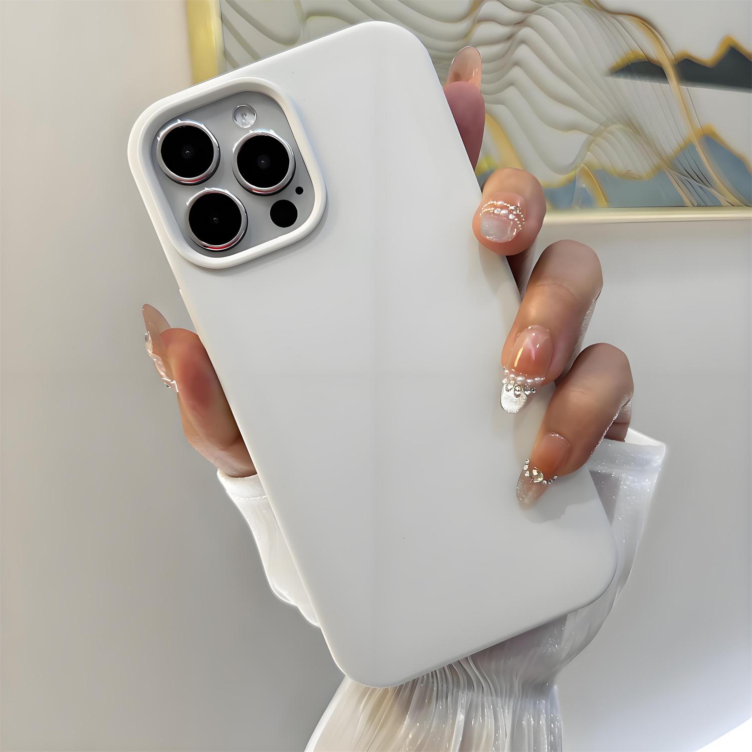 

Silicone Phone Case for iPhone 16 15 14 13 12 11 Pro Max XR XS XS Max 7 7Plus Full Protective Cover iPhone XS білий