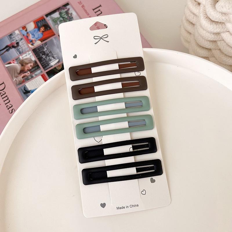 6Pcs/set Fashion Simple Colorful Frosted Hair Clips BB Clip For Women Girls Sweet Hairpins Bangs Side Clip Barrettes Headdress