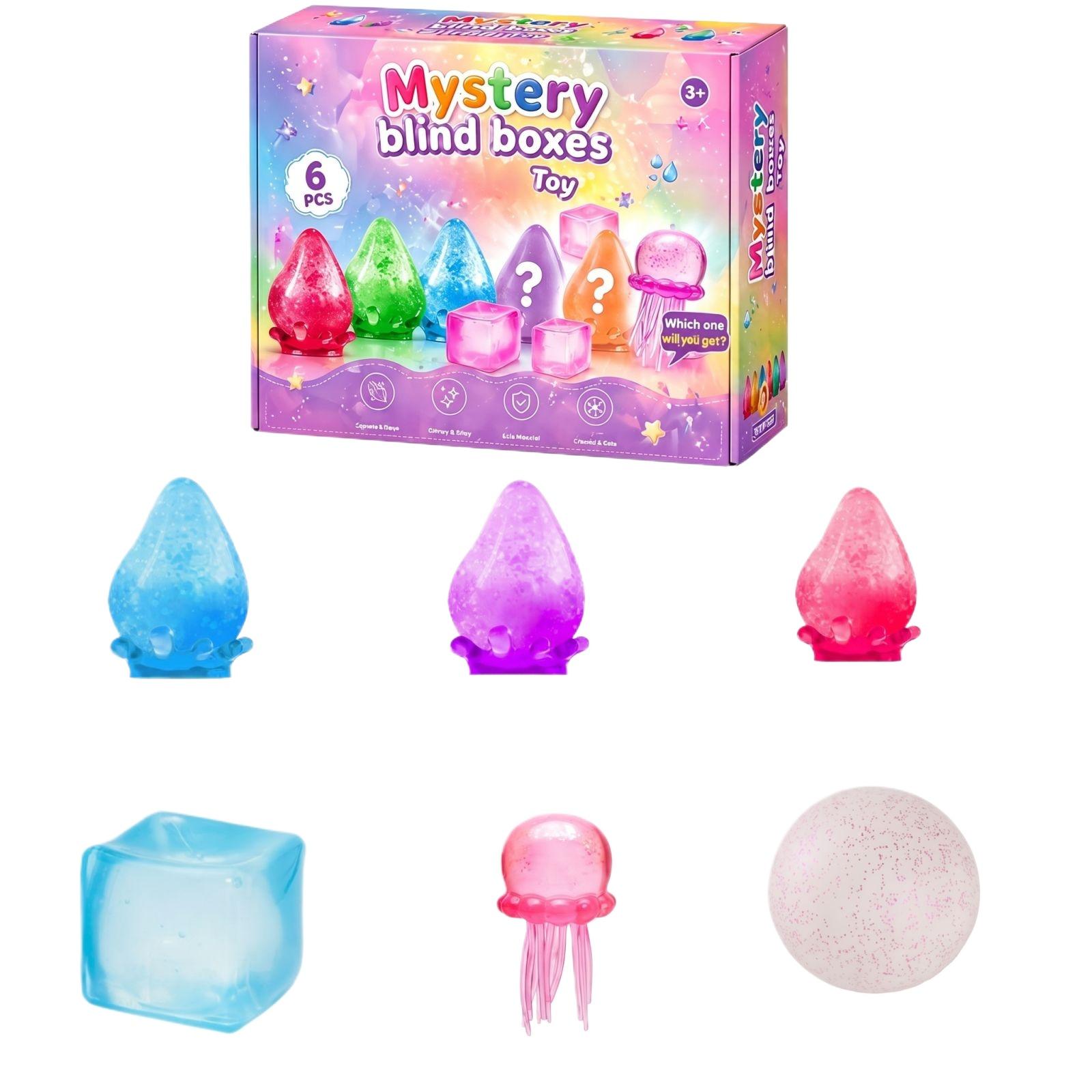 

Water Drop Block Jelly Squeeze Toy Set 6pcs Sensory Stress Relief Mystery Blind Box for Kids and Adults Novelty Gift One Size