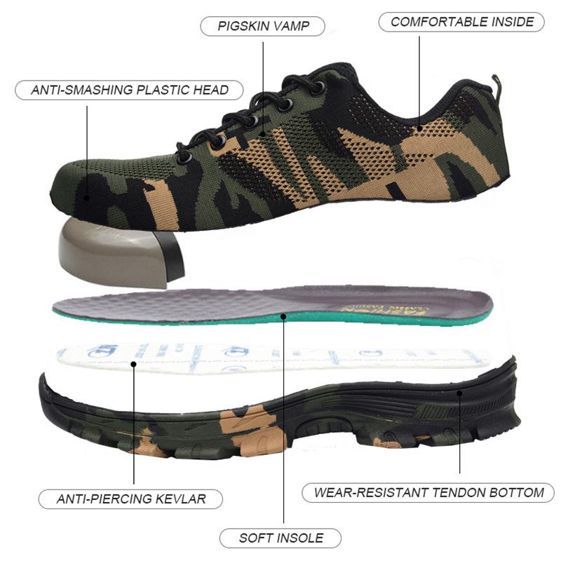Men's Camouflage Safety Work Shoes - Anti-smash, Anti-puncture, Wear-resistant, Anti-slip, Four Seasons.