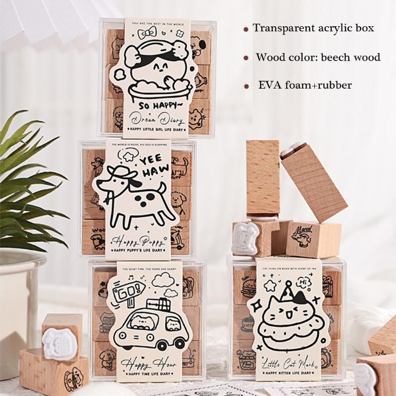 Cartoon Wood Rubber Stamp Lovely Cats Stamp Decorative Stamp Animal Stamp for Card Making
