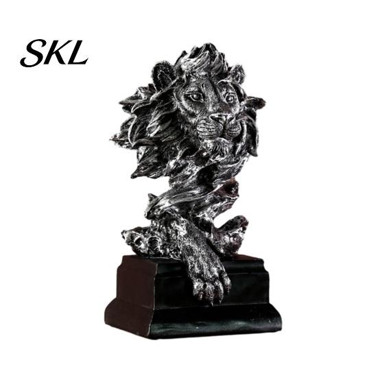 Anti-tip Decorative Piece Resin Animal Head Bust Sculpture, Sandstone Textured Statue, Minimalist European Desktop Decor Fade-Resistant Dust-resistant