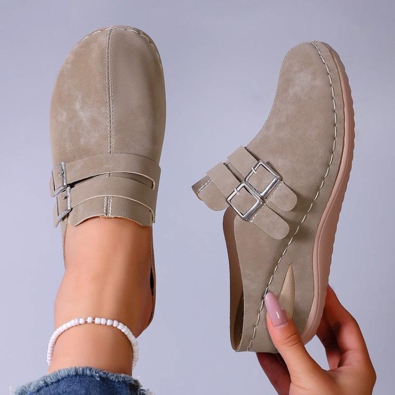 Women Slippers Women'S Casual Spacious Thick Soled T Strap Slippers Women Fashiable Metal Snap Fastener Closed Toe Slippers