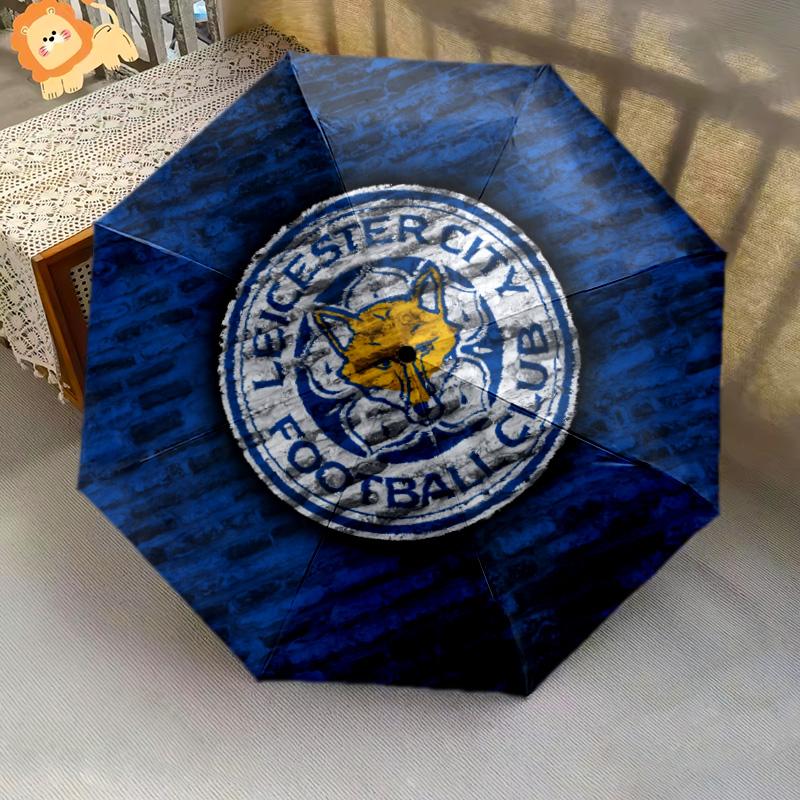 Leicester City FC Pattern, Automatic Folding Umbrella, Portable and Foldable Design, 8 Ribs, a Christmas or Birthday Gift.