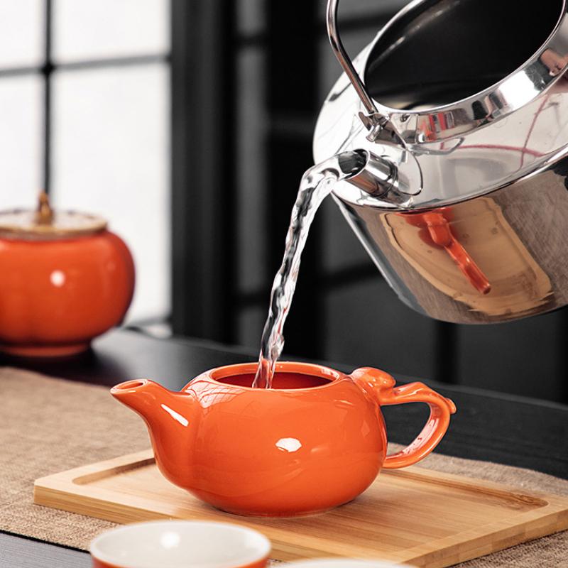 Persimmon Tea Set, One Pot, Two Cups, Business Opening Event Gift, Souvenir, Kung Fu Tea Set