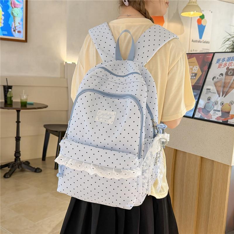 College-Stil Wellenpunkt Student Schulrucksack Damen Spitze Rucksack