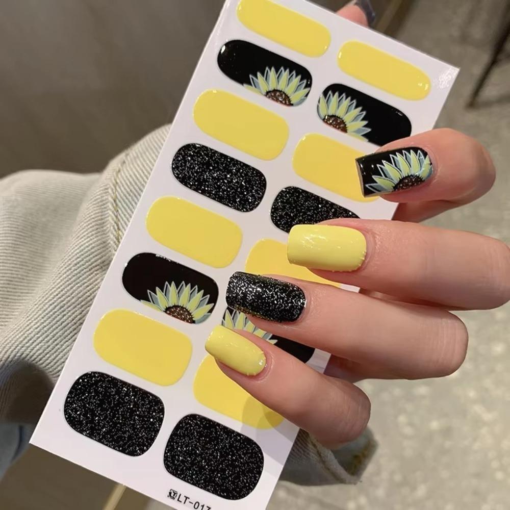 

Полное покрытие ногтей накладки полуотвержденные наклейки для дизайна ногтей новые полоски гелевого лака для ногтей DIY нейл-арт изготовление 17