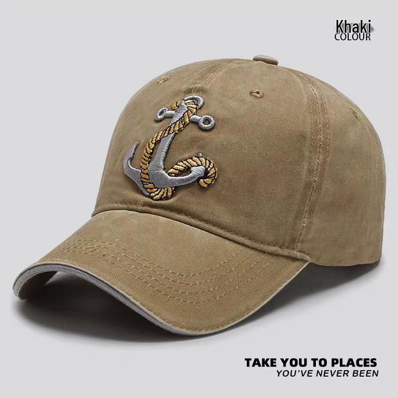 

Unisex American Retro Duckbill Baseball Cap with Distressed Embroidery - Soft, Large Brim for Sun Protection in Spring and Summer хакі