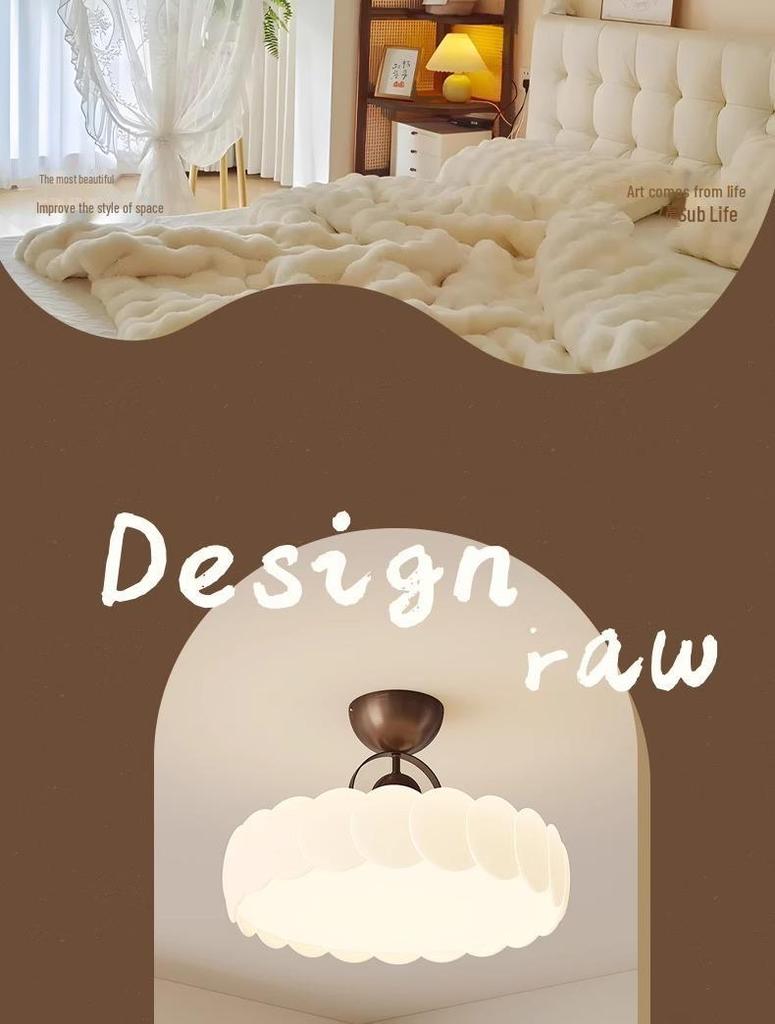 Vintage Cream French Ceiling Lamp 2025 – Full Spectrum Eye Protection for Bedrooms & Studies