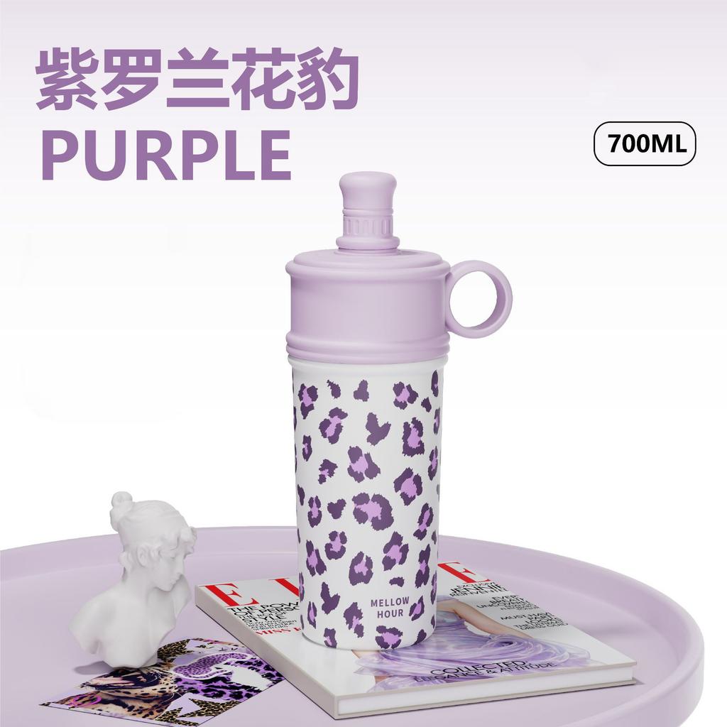 Ceramic double drink coffee cup large capacity portable straw thermos cup light luxury high sense gift box gift cup