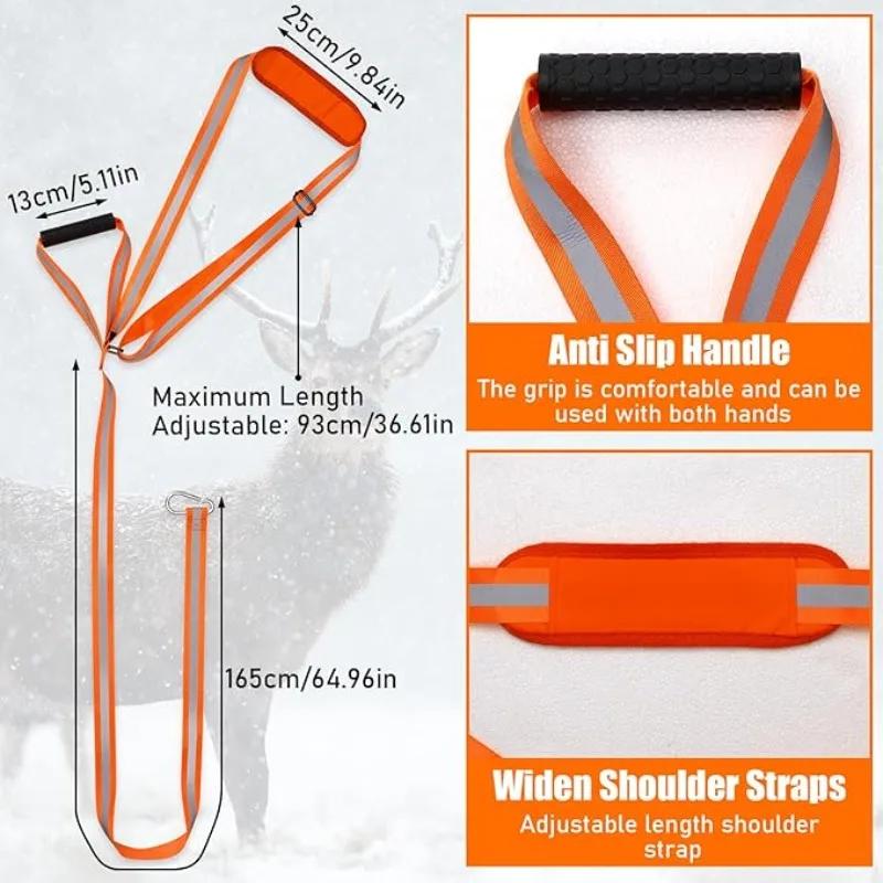 Deer Drag Rope Pulling Hunting Accessories Deer Hunting Drag Strap with Handle Reflective Harness Hunting Gear for Deer Hunters