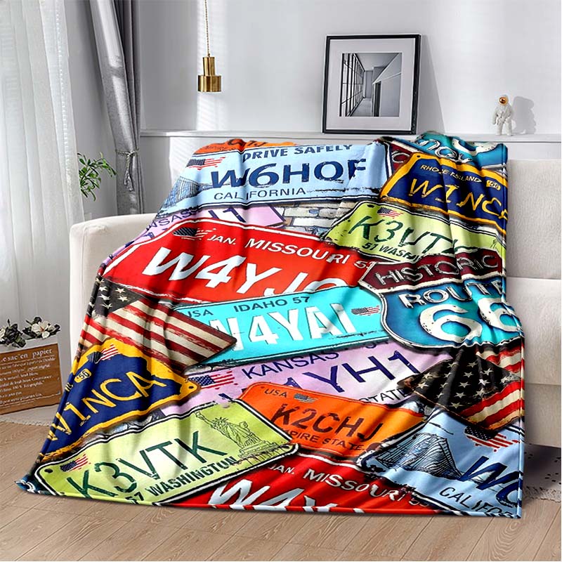 HD Vintage Route 66 Americká Historická Mateřská Silnice Tištěnádeka Domácí Extra Velká Měkká Potah na Rozkládací Pohovku Cestovnídeka Dárek