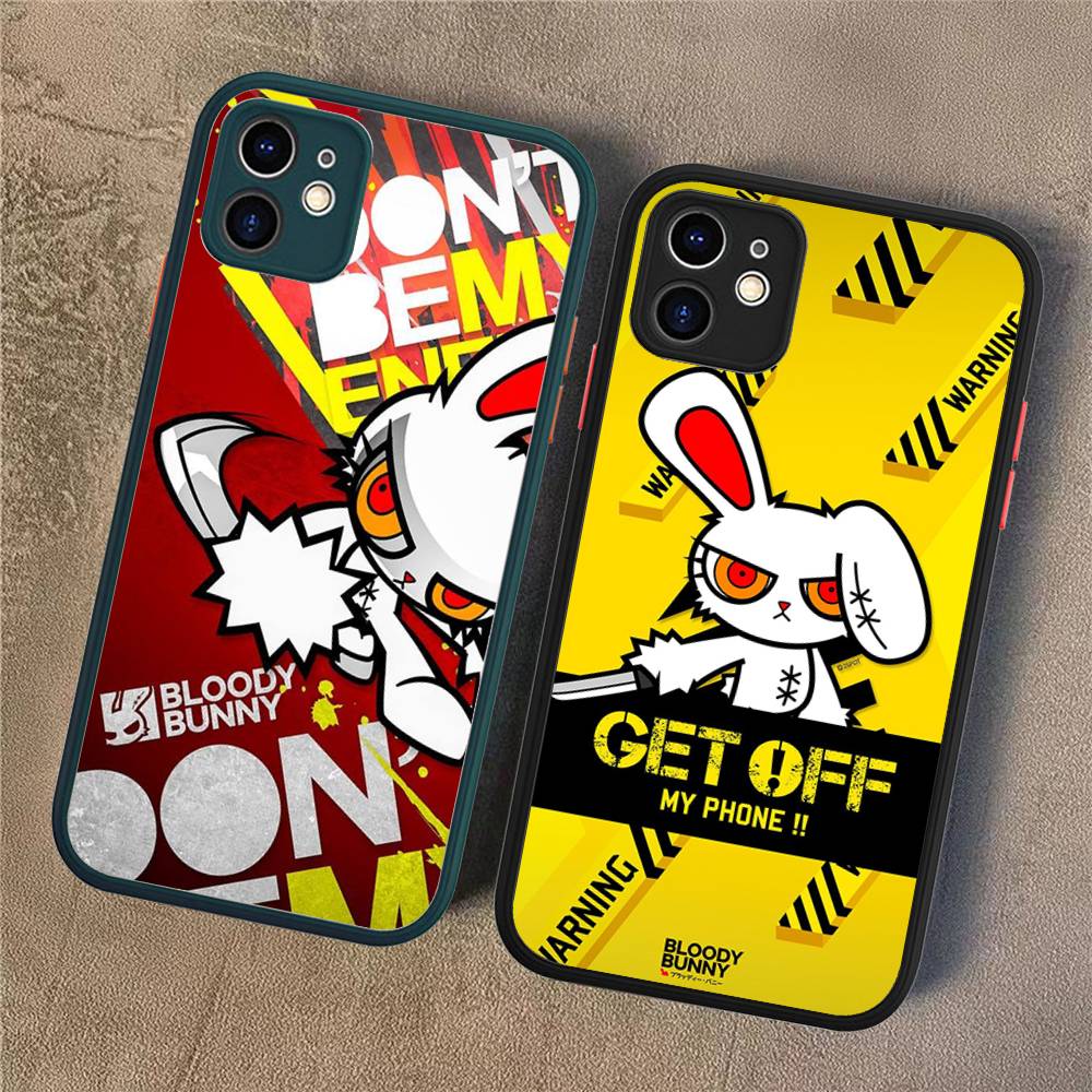 Anime B-Bloody Bunny For IPhone 16 15 14 Plus 13 12 11 Pro Max X XS MAX Translucent Matte Shockproof Cover