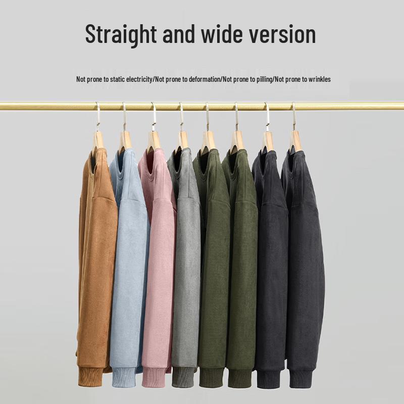 MINISO Men's Suede-Like Fleece-Lined Crew Neck Pullover