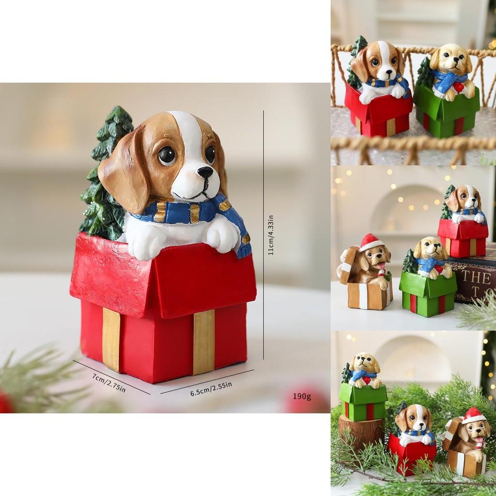 Cute Gift Puppy Resin Desktop Ornament For Holiday Scene Display