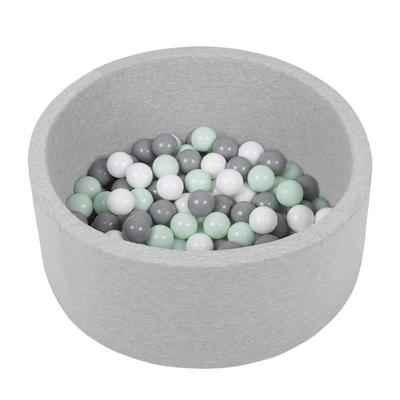 Soft Ball Pit Pool 70x30cm/150 Balls Round for Baby Toddler Foam, Light Grey:white/grey/mint