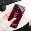 Gold Crown Letter L Pattern Glass Phone Case for Samsung Galaxy S26 S25 S24 S23 S22 S21 S20 FE Ultra Plus 5Ganti-fall Back Cover