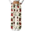 Women's Christmas Flannel Pants, Straight Leg Pajama Bottoms for Holiday