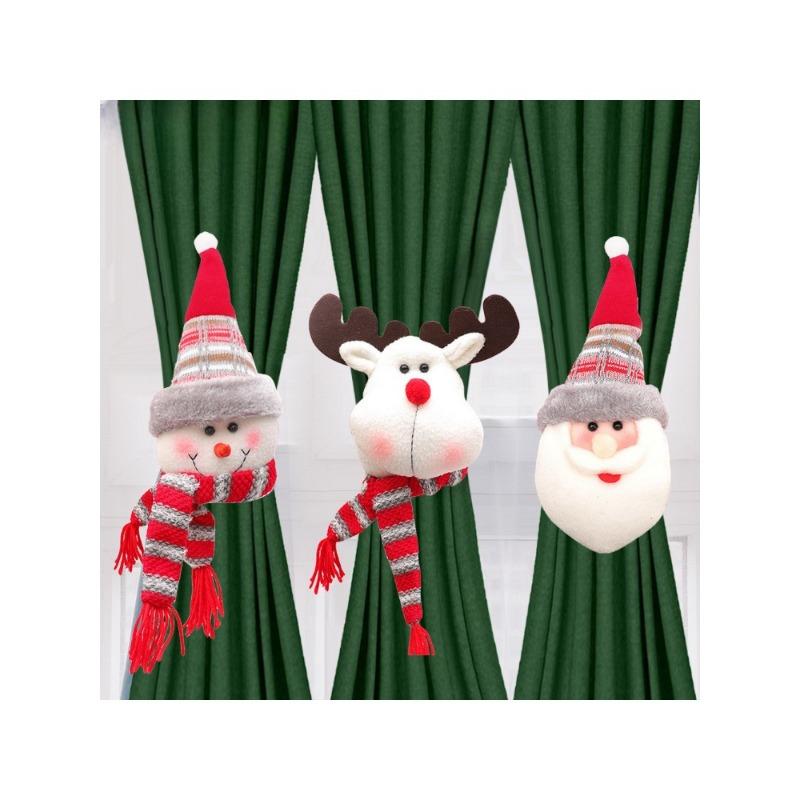 Christmas Cartoon Curtain Buckle Santa Claus Snowman Elk Christmas Curtain Accessories Home Hotel New Year Christmas Decoration
