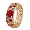 Enamel Chinese Cloisonne Bracelet Rhinestone Women's Hand Bracelet Hollow Out Flower Bangle  Gifts