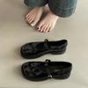 French Retro Style Small Leather Shoes Splicing Versatile Mary Jane Shoes Women's Spring, Summer and Autumn Word with Loafers Single Shoes