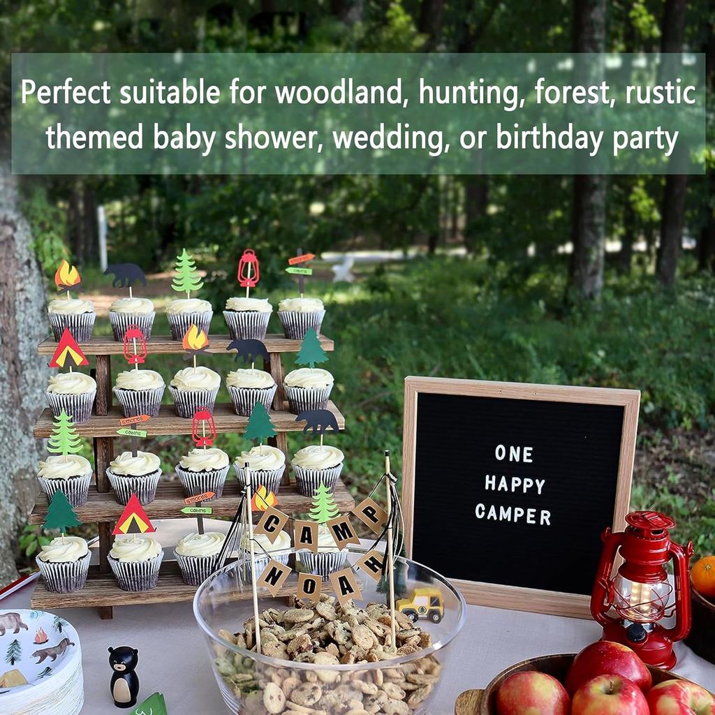 Wooden Cupcake Stand - 4 Tier Cupcake Display Stand, Rustic Tiered Display Stand, Tool Free Installation Cupcake Stand for Baby Shower Decorations
