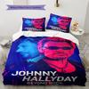 1 Stück Johnny Hallyday Muster Bettwäsche Steppdecke Set Bettbezug Kissenbezug Heimdekoration Geburtstagsgeschenk (1 Bettbezug + 2 Kissenbezüge, ohne Füllung)