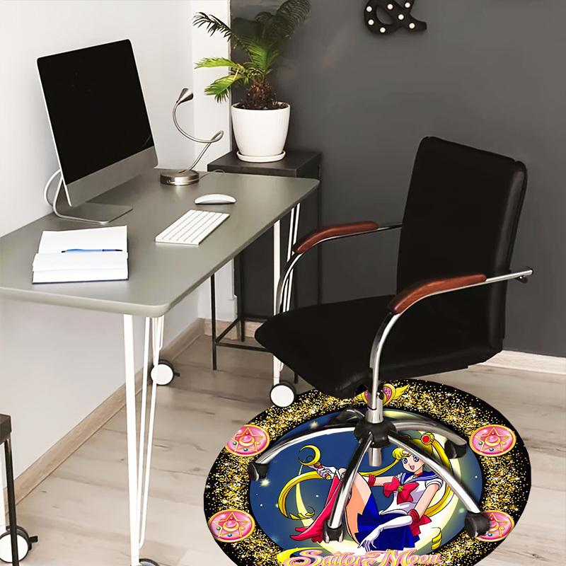 

1pc Sailor Moon Artwork Round carpet, Made of Polyester,Perfect for Decorating Office Chairs, Living Rooms 80cm