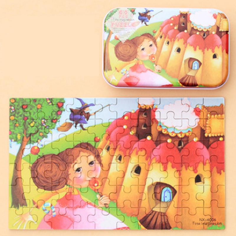 60pcs Children's Wooden Puzzles Baby Early Education Educational Toys Gift with Storage Box
