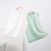 Plus Size Korean Style Sleeveless T-shirt: Summer Cooling, Loose Fit, Solid Color, Underarm Coverage
