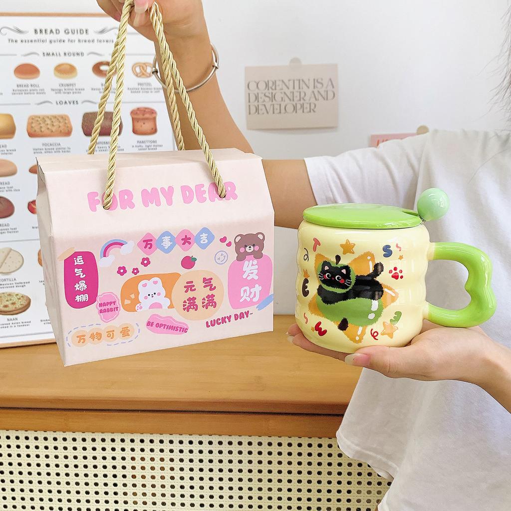 Cute Cat Mug with Lid Spoon with High Value Ceramic Drinking Cup for Home Use for Girls Birthday Gifts