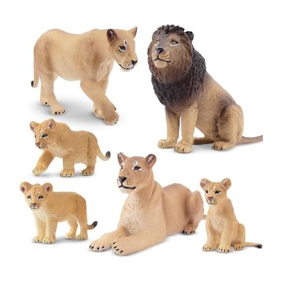 TOYMANY 6PCS Lion Figure Set, Wild Animal Figure, Animal Model, Parents and Children, Home, Realistic Animal Model, Popular Animal, Toy, Birthday