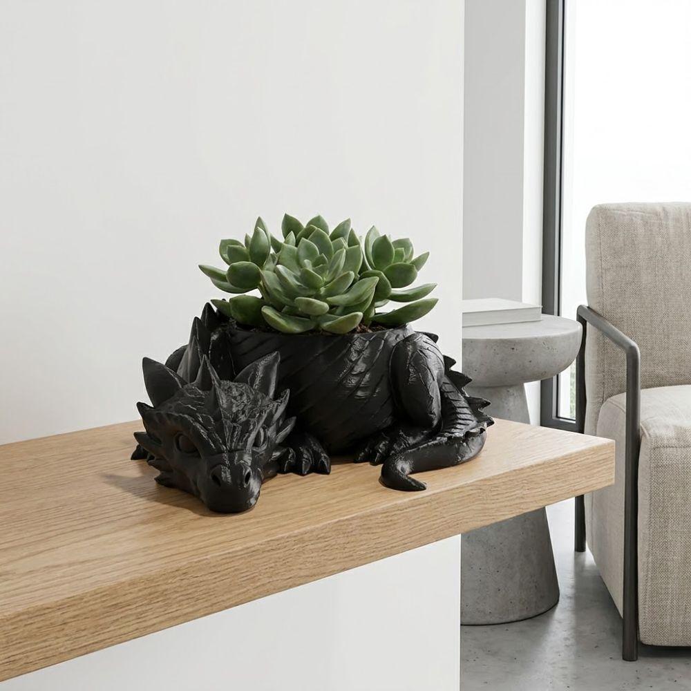 3D Printed Dragon Shaped Plant Pot Plastic Funny Flower Container Handmade Growing Pots Jewelry Storage Tray for Home Decoration