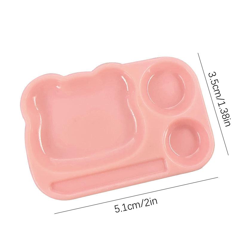 1 Adet Karikatür Tırnak Sanatı Renk Paleti Plastik Tırnak Jel Oje Boyama Renk Karıştırma Tablası Tepsi Fırça Tutucu ile Kendin Yap Boyama Aracı