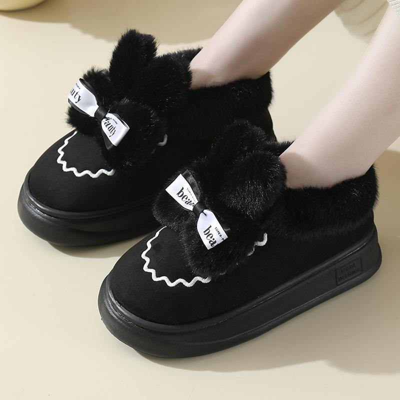 New Winter Women's Outer Wear Fleece Warm Snow Boots Cotton Shoes Indoor Thick-soled Plush Rabbit Cotton Boots