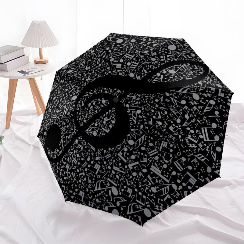 1PC Musical notes Umbrella Portable Folding Umbrella Iron Frame Hole Bone Structure Outdoor Home Umbrella A3