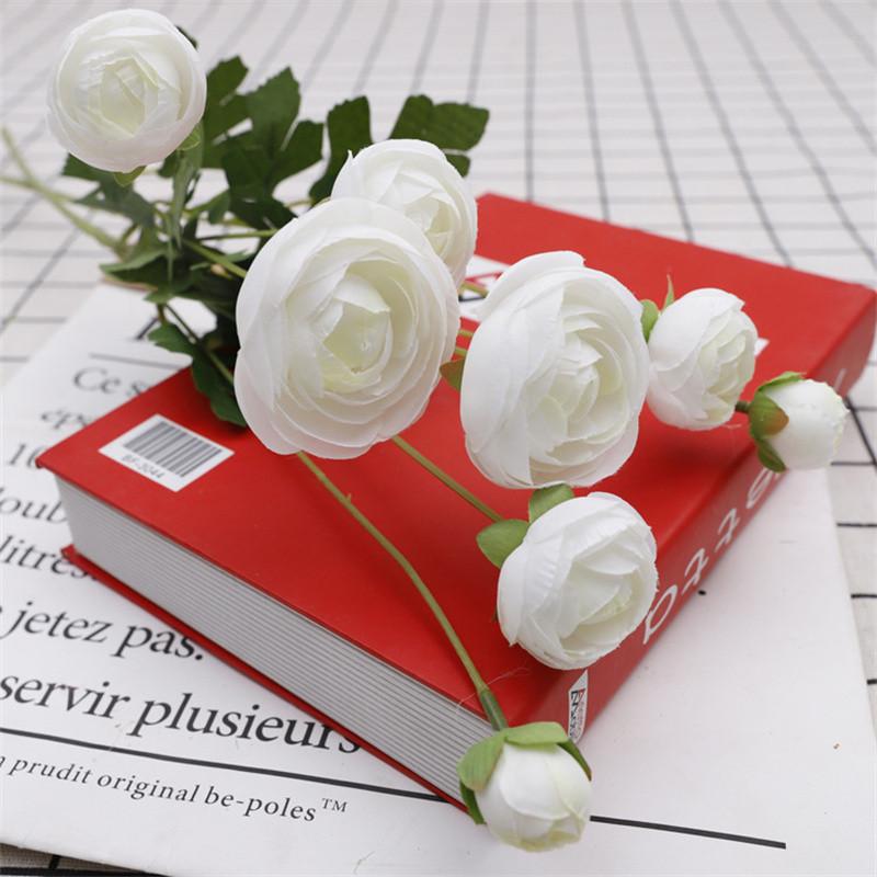 1PCS Artificial 4 Heads Lotus Flower Bouquets Simulated Flower Ornaments Indoor Decorations