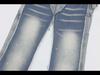 Trendy Herrenhose aus gewaschenem Denim mit geradem Bein und Kontrastnähten im Punk-Stil mit Tintenspritzern und Katzenschnurrhaar-Details