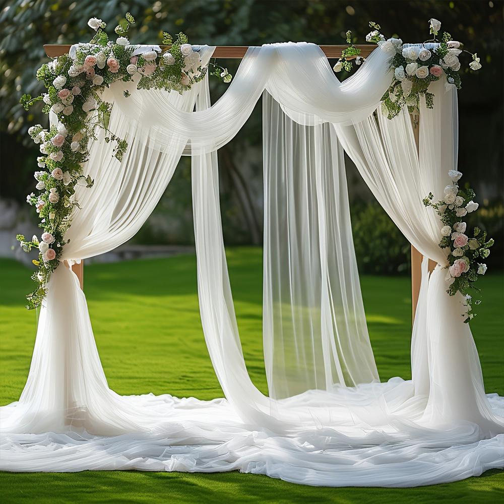 Wedding Arch Draping Fabric Sheer Mesh Gauze for Easter Bridal Shower Backdrop Outdoor Party Arches Church Ceremony Decoration