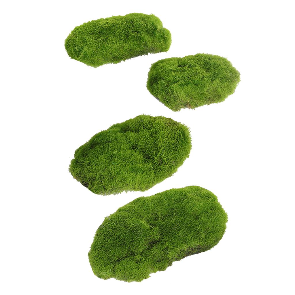 4Pieces Faux Moss Decors for Crafts Artificial Moss Mats Decorative Ornaments for Home and Garden Potted Plant Decors