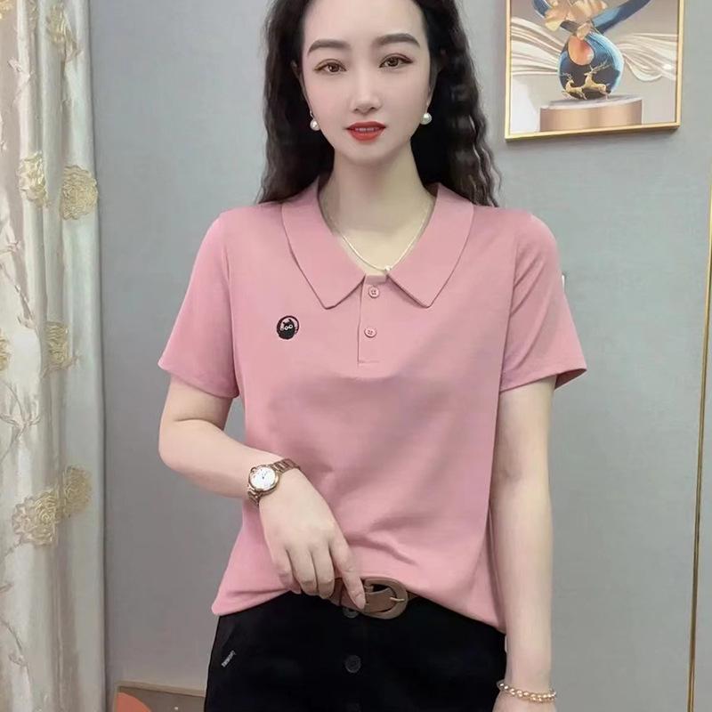 

Women s Stylish Slim-fit Peter Pan Collar Cotton T-Shirt XL