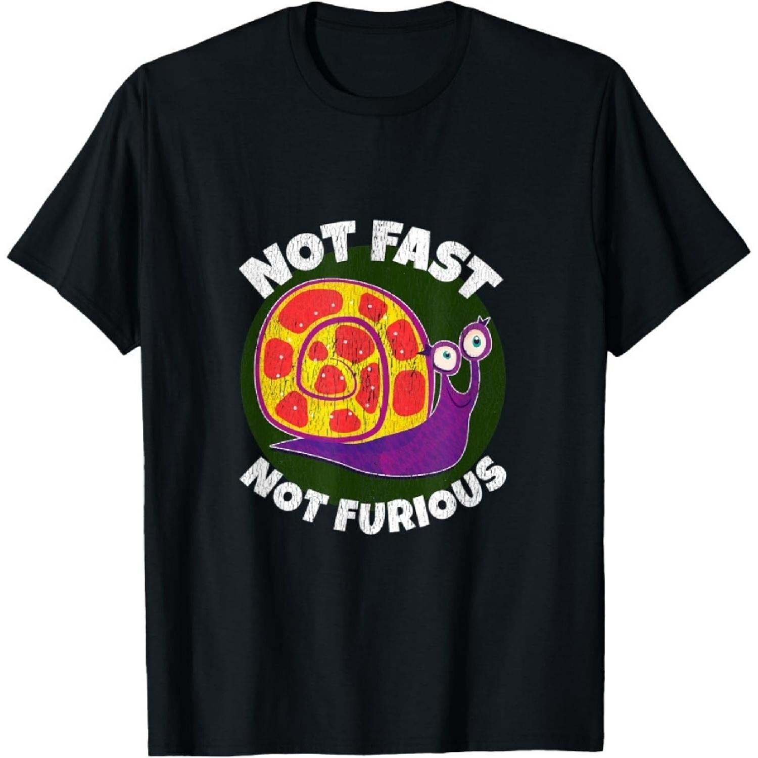 

Милая Ретро Винтажная Футболка с Цитатой про Улитку Не Быстрый Не Яростный XXXXXL чёрный