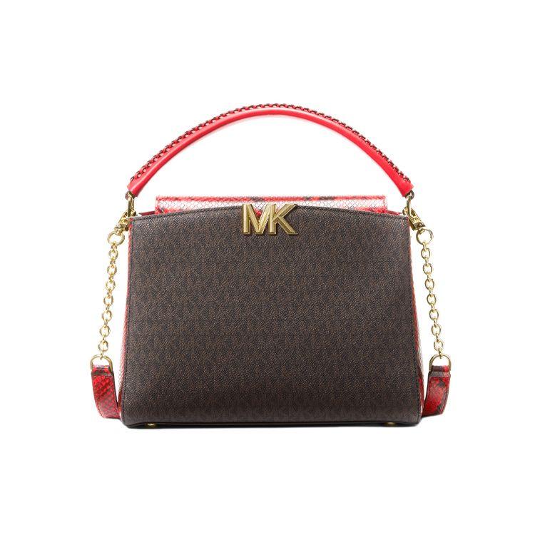 

Michael Kors Karlie Classic Monogram Vintage Snake Print Leather Kelly Bag Women Shoulder Bag Dark-Brown Red 30H1GCDS6E-602 Basic Set (Bag+Dust Bag)