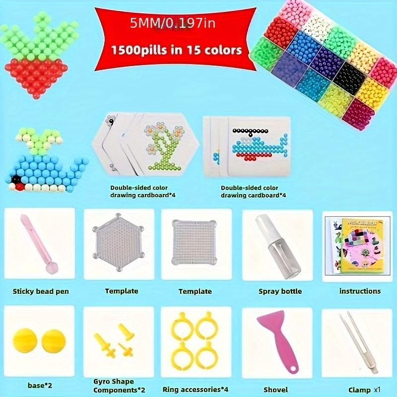 1PACK 1500 Magic Bead String Decoration Set, Water Mist Effect Beads Handmade Kit, Create a Variety of Patterns and Models