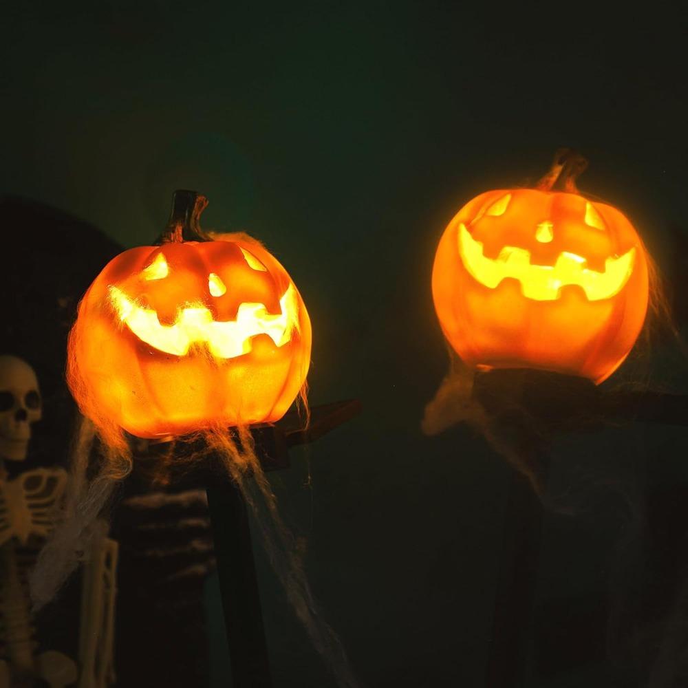 1 Pcs Halloween Pumpkin Pathway Solar Lights Lantern Stake Lights for Outdoor Halloween Decorations Yard Display Porch Decor