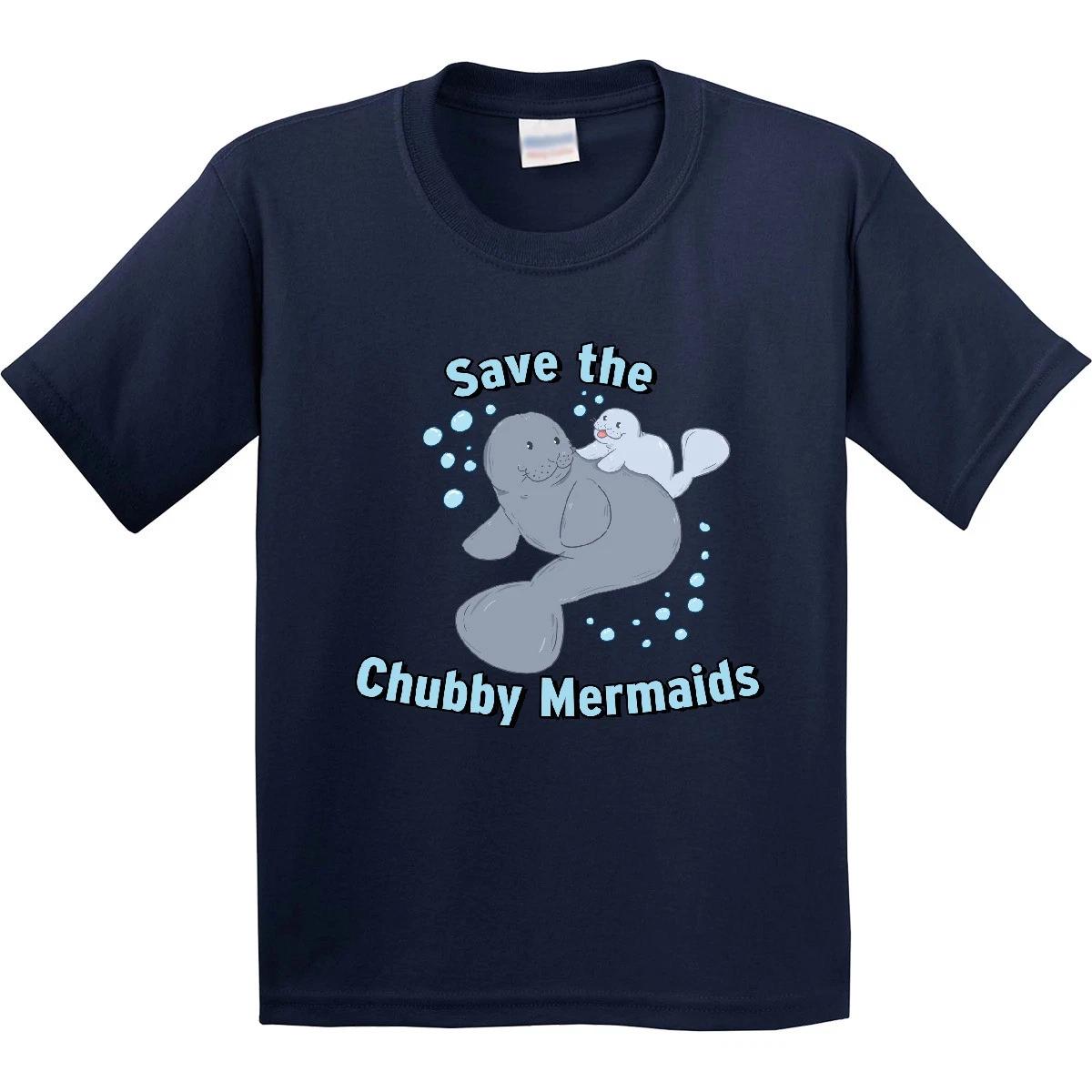Inktastic Save The Chubby Mermaids With Cute Manatees Youth kids boys T-Shirt Animals Sea 100