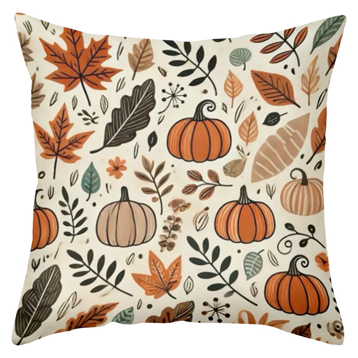 

1 Pieces Autumn Leaves And Pumpkins Patterned Throw Pillows Polyester pillowcase, sofa decorative cushion cov Headboard Pillow 45x45cm